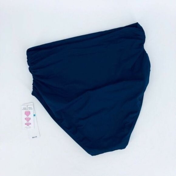 Anne Cole Swim Set Swimsuit Bottom Women's Plus Size 22W High Waisted Ruched Nav - Picture 2 of 6